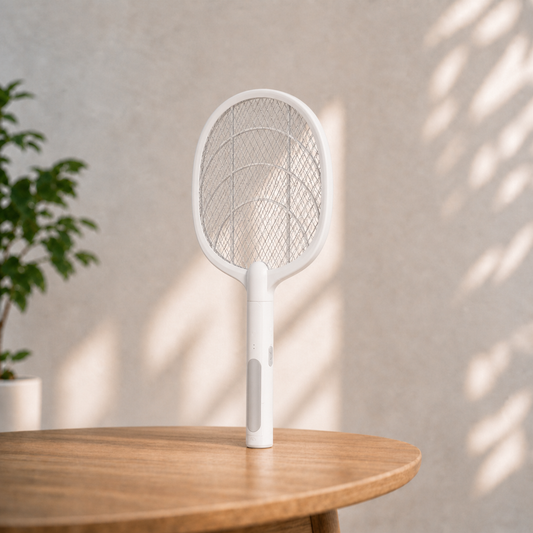 Sky Blue USB Rechargeable Electric Mosquito Racket with Safety Mesh