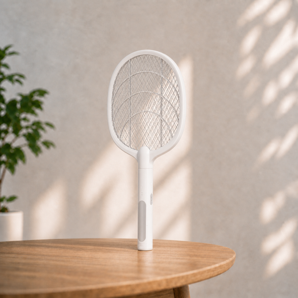 Sky Blue USB Rechargeable Electric Mosquito Racket with Safety Mesh