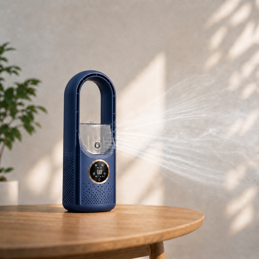 Bladeless Air Purifier Fan with Humidifier & Digital Display