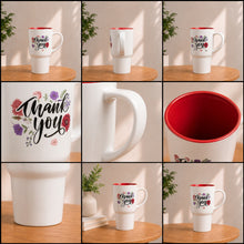 Floral Thank You Ceramic Mug with Red Interior