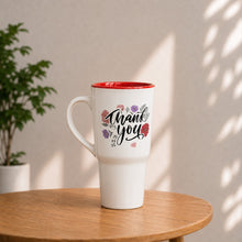Floral Thank You Ceramic Mug with Red Interior